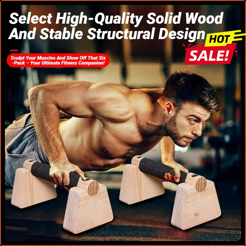 Outdoor Sport Bar - Wooden Push-up Bar Stands 1 Pair