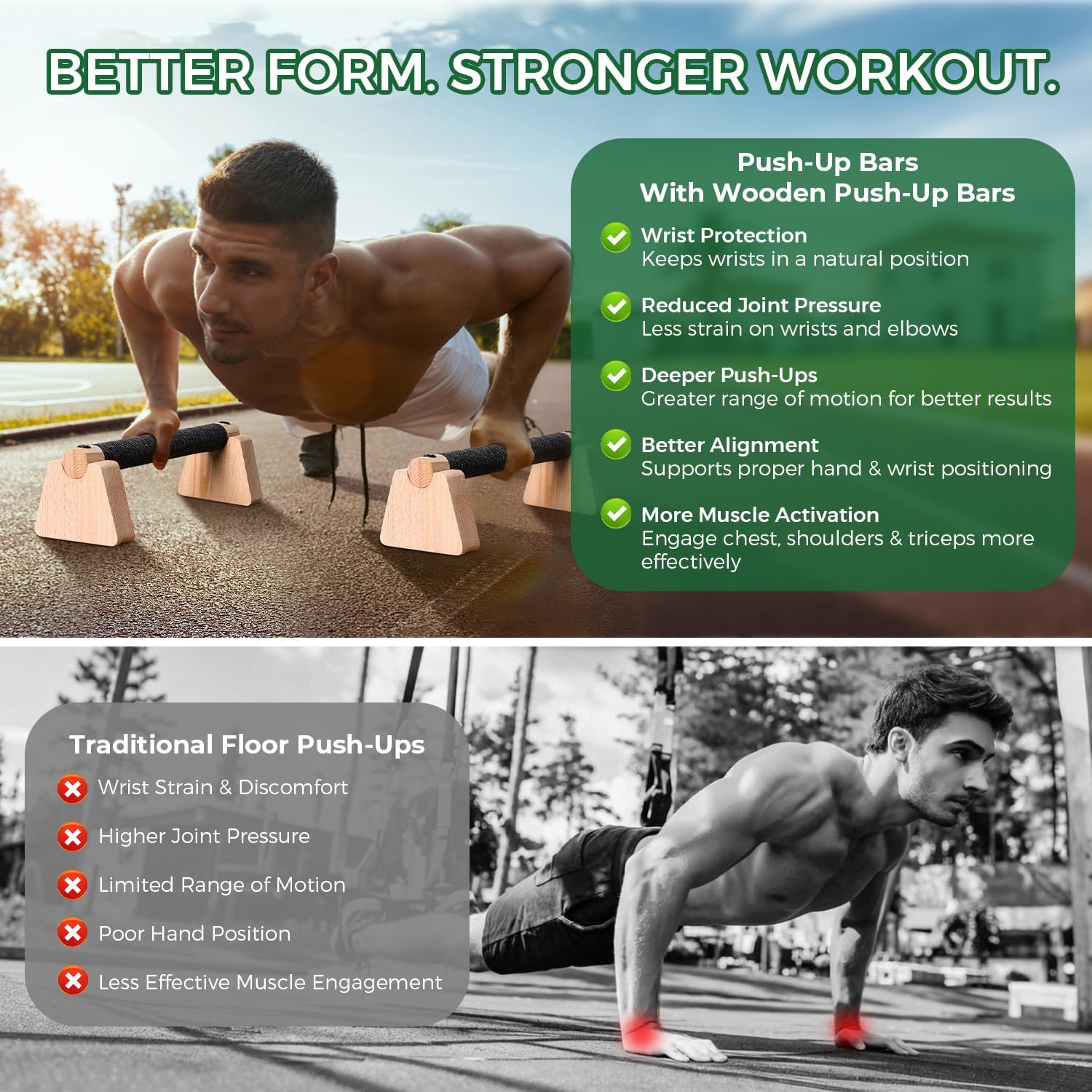 Wooden Push Up Bars, Handstand - огляд і ціна Outdoor Sport Bar